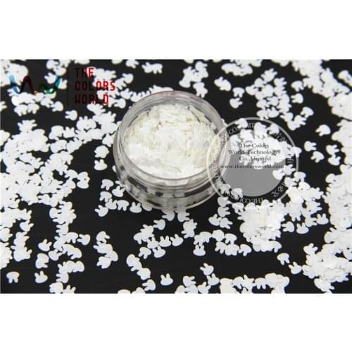 TCM1200 Solvent resistant utra thin White Color Rabbit shape 4MM Size Glitter Spangles for Nail Polish and Other DIY decoration