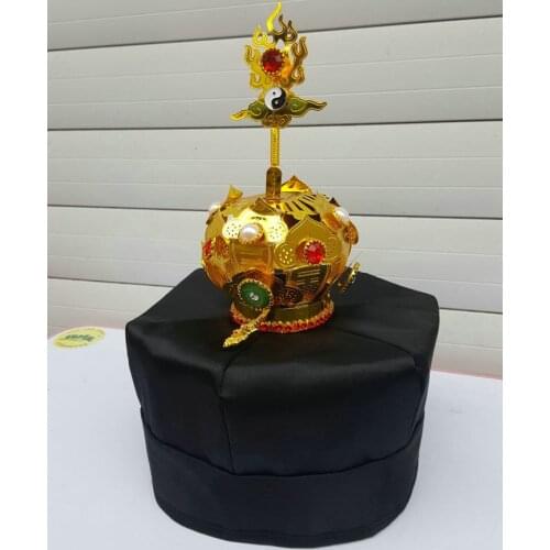 High quality Tai chi taoist hexagonalcap alloyCopper lotuscrown monk hats Flamecrown caps