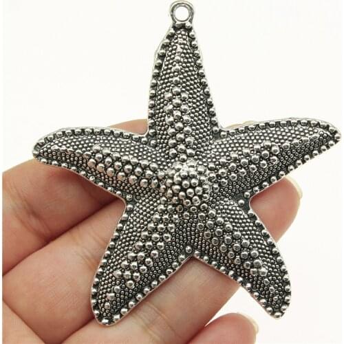 WYSIWYG 1pcs 67x63mm Big Starfish Pendants Antique Silver Color Big Starfish Charm Big Starfish Charm Pendants