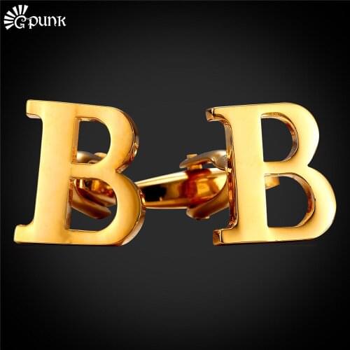 Cufflinks High Quality Inital Alphabet B Mens Shirts Cuff Buttons French Nail Gold/ color Wholesale C2032G