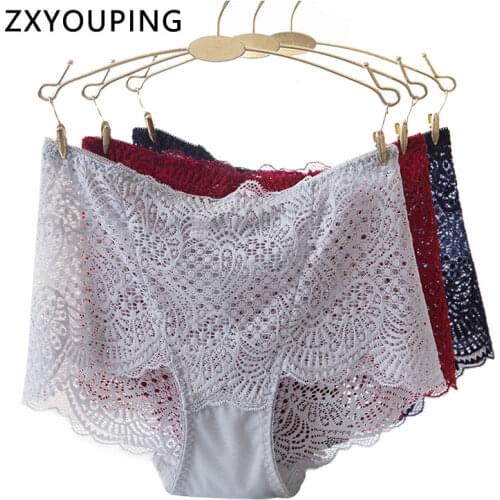Women Sexy Panties Hollow Out Transparent Briefs High Waist Seamless Underwear Ladies Lace Comfort Lingerie Plus Size Underpants