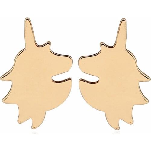 Jisensp Cartoon Unicorn Stud Earrings for Women Cute Animal Horse Stud Earrings Everyday Jewelry oorbellen Gift brinco feminino