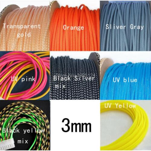 10M new arrived Black Nylon Braided Cable Sleeving Shielding Sheathing Auto Wire Harnessing 3MM