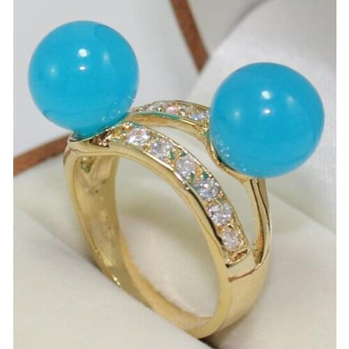 2 colors wholesale lovely 2 blue/light purple Natural JADE beads 6-8mm ladys fashion ring(#7.8.9)