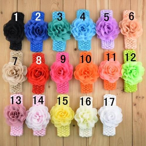 30pcs Low price Crochet headband , Soft chiffon flower Crochet headbands U Pick Colors