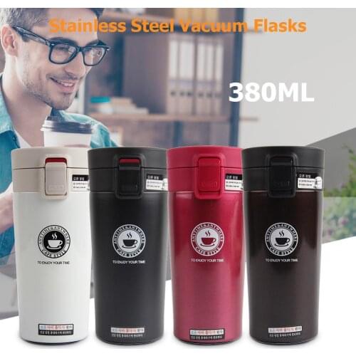 380ml Thermos Coffee Cup Double Layer Stainless Steel Vacuum Insulated Metal Thermos For Outdoor Travel Sports Household Thermos