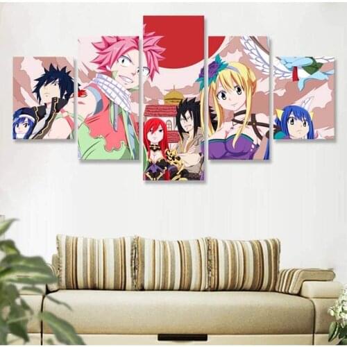 5 Piece Wall Art Canvas Anime Manga Pictures Fairy Tail Figure Modern Posters And Prints Home Living Room Decoration Paintings