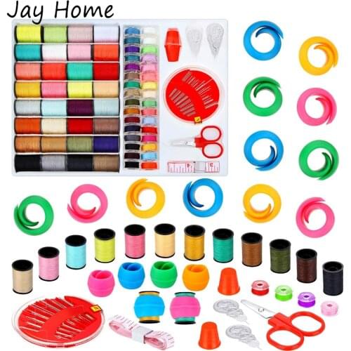 64PCS Mini Sewing Thread Kit DIY Scissors Thimble Thread Needle Sewing Supplies Set & 12Pcs Thread Spool Holder for Sewing Craft