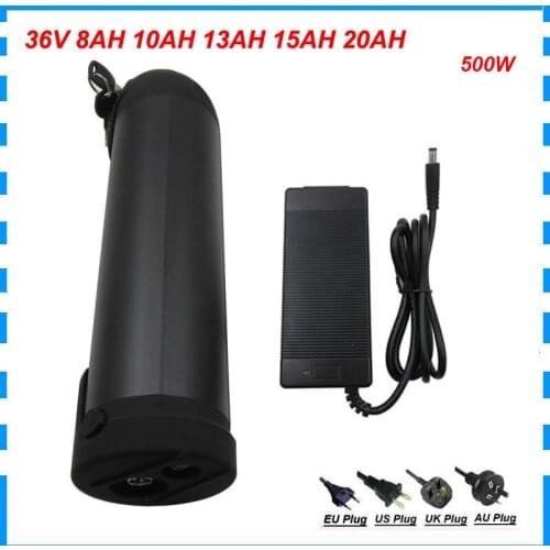 500W 36V 10AH Electric Bike bicycle Lithium 18650 battery pack 36 Volt 13AH 15AH water bottle batterie with 15A BMS 2A Charger