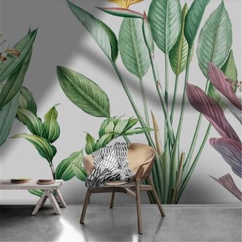 Milofi customized large 3D printing wallpaper mural Nordic medieval hand-painted small fresh tropical plant background wall