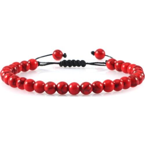 Buddha Rosary Bracelet 6mm Natural Stone Turquoises Beaded Braided Bracelets Prayer Bangles Adjustable Men Women Fashion Jewelry