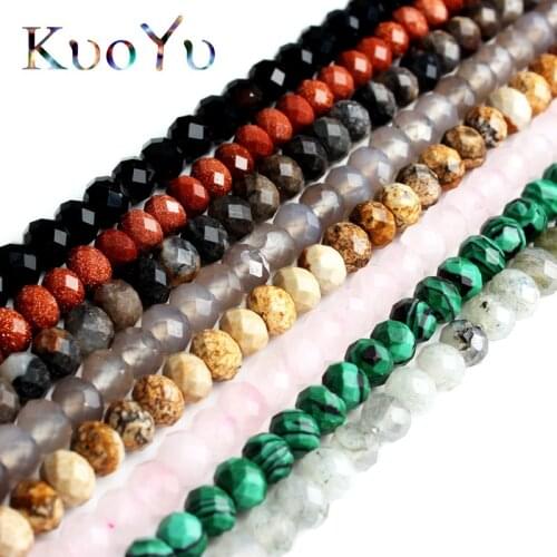 4x6mm Natural Faceted Agated Jaspers Amazonite Stone Beads Rondelle Loose Spacer Beads For Jewelry Making Diy Bracelets Necklace