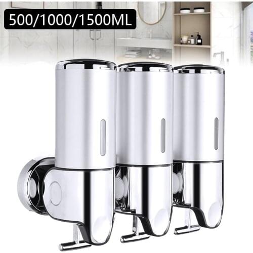 1pc Soap Dispenser Soap Shampoo Shower Gel Bathroom Pump Dispenser Wall Mounted Lockable Silver For Bathroom Kitchen