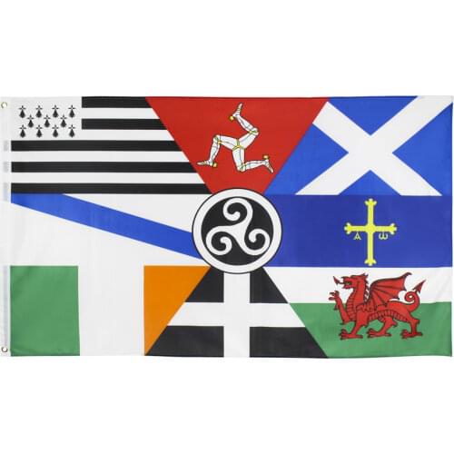 90x150cm European Pan Celtic Nations Flag Ireland Scotland Wales Brittany