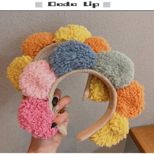 Dodo Lip Flower Face Wash Scrunchie Headbands For Women Girls Headwear Candy Color Plush Hairband Turban Hair Makeup Accessories