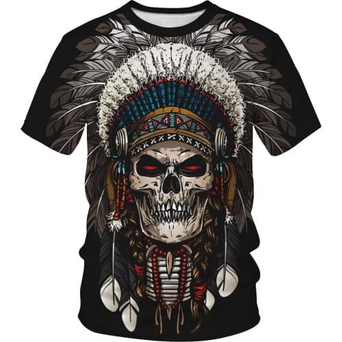Indian totem digital print T-shirt couples outfit round neck short sleeve top summer fashion casual turtleneck T-shirt