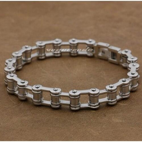 LINSION Motorbike Bracelet 316L Stainless Steel Mens Biker Punk Chain 5D003 Free Shipping 7 Lengths Available