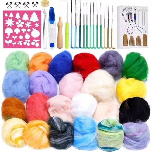 LMDZ DIY Wool Felt Kit Handle Wool Felting Tools Handmade Felt Needle Set 68PCS Pack Felting Fabric Materials Handcraft