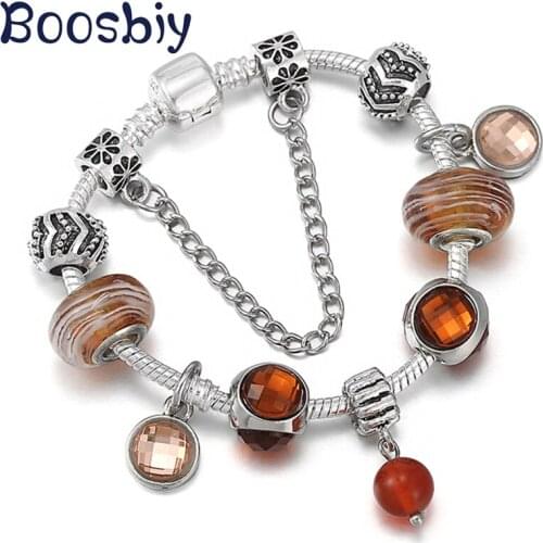 New Arrival European Style Silver Plated Snake Chain Charm Bracelet For Women DIY Fashion Brand Charm Bracelets Jewelry Gift