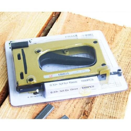 New Manual patch nail gun with 1000pcs Nail HM515 Frame backplane fixed hand tacker Photo frame tool finishing nailer