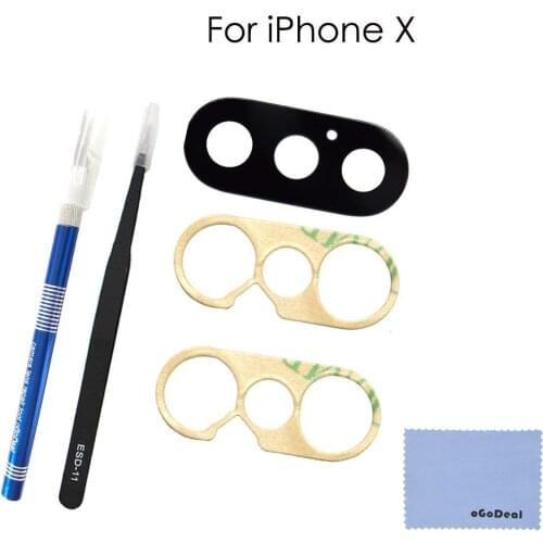 OEM Rear Camera Glass Lens Cover Replacement for iPhone X Original with Tool Kit and Ahesive Preinstalled