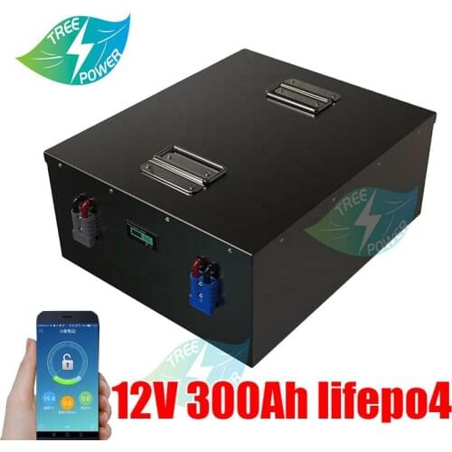 Rechargeable lithium 12V 300Ah LiFepo4 battery 4S BMS for solar energy outdoor power supply Caravans campers+20A charger