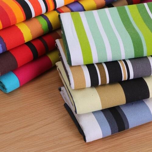 Striped Canvas Fabric Polyester Cotton Thick Rainbow Printed Cloth DIY Handmade Throw Pillow Tablecloth Sofa Curtain CanvasCloth