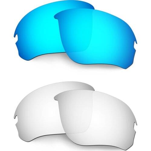 HKUCO Polarized Replacement Lenses For Flak Draft Sunglasses Blue/Silver 2 Pairs