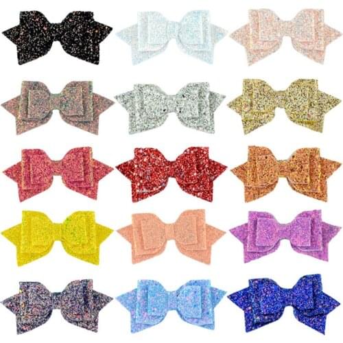 Yundfly 3pcs/lot 5" Shining Gradient Sequin Bows for Baby Girls Headband Clips Swallowtail Childrens Bow Diy Hair Accessories