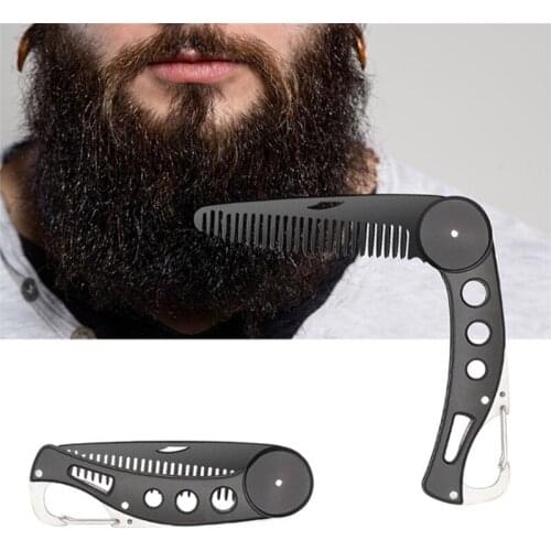 Mens Womens Beauty Handmade Folding Pocket Clip Hair Moustache Beard Comb Male Mustache Shaving Comb High Quality