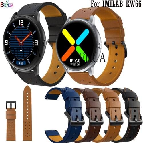 22mm Leather Strap Watchband Wristband For IMILAB KW66 / YAMAY SW022 WristStrap Quick Releas Bracelet For Ticwatch Pro 3 Band
