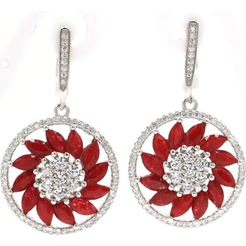 Real 7.3g 925 Solid Sterling Silver Deluxe Drop Shape Rich Blue Violet Tanzanite CZ Earrings 39x17mm