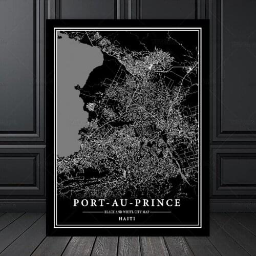 PORT-AU-PRINCE country Road map Nordic Living Room Decoration Canvas Poster Modern Home Decor wall Art Print Painting framed