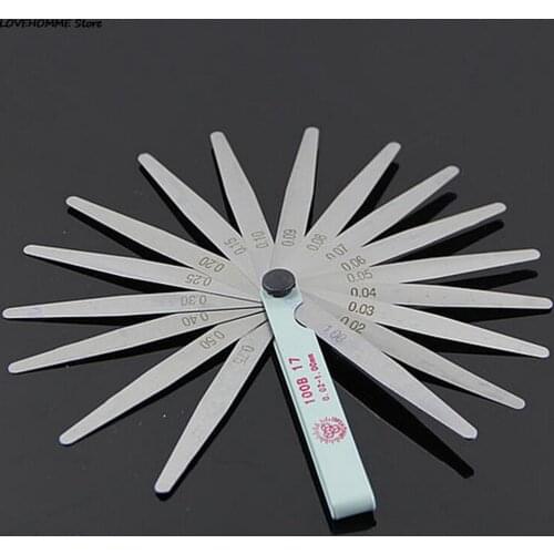 17 Blades Spark Plug Thickness Gap Metric Filler Feeler Gauge Metric Measurement 0.02 to 1mm Steel Measuring Tools 100mm