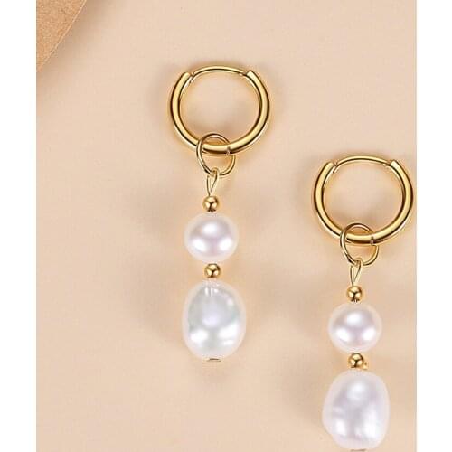 ELESHE Wholesale Long Dangle Earrings for Women Fashion Pearl 925 Sterling Silver Hoop Earrings Gold/Silver/Rose Gold Jewelry