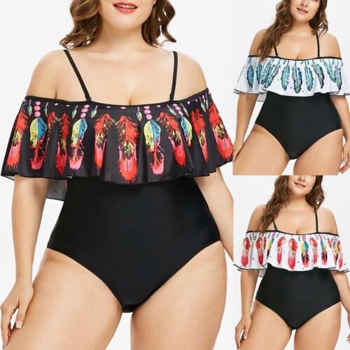 Womens swimsuit Feather Print Womens bathing suits Push-Up Padded bikini Female Beachwear One Piece womens swimwear 2021