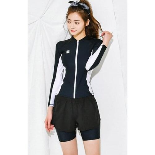 2021 Women Sport Swimsuit Summer Beach Wear Long Sleeves Long Pants Sport Swimwear Push Up Beach Surfing Suit Zipper Rashguards