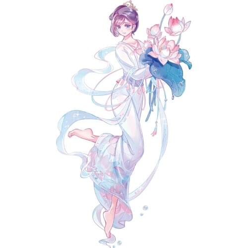 1Loop Summer Flower Girl Beautiful Masking Tape Human Character Sample PET Lotus Fairy