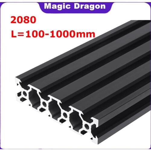1PCS Black 100mm-1000mm 2080 V-Slot Aluminum Profile Extrusion Frame for CNC Laser Engraving Machine 3D Printer Woodworking DIY