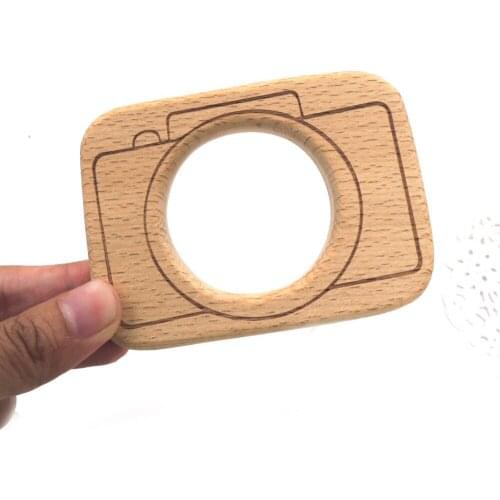 10pcs 97mm big camera GERMANY WOOD beech pendent WOODEN TEETHER large baby wood teether EA321