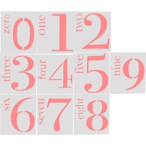10pc English Numbers 0-9 Cake Spray Molds DIY Layering Stencils Painting Scrapbook Coloring Embossing Album Decorative Template