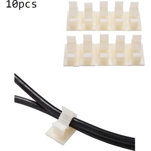 10Pcs/lot 10mm White Wire Fixed Clip Car Line Clip Self Adhesive Cord Cable Organizer Winder Wire Holder Desk Accessories