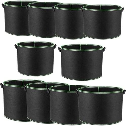 10 Pack 2 Gallon Grow Bags,Nonwoven Vegetable Flower Plant Grow Bags with Durable Handles