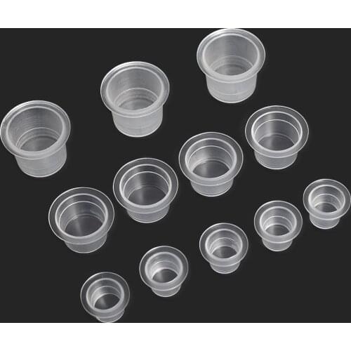 100pcs plastic disposable tattoo paint cup permanent makeup paint transparent fixed box container cover tattoo accessories