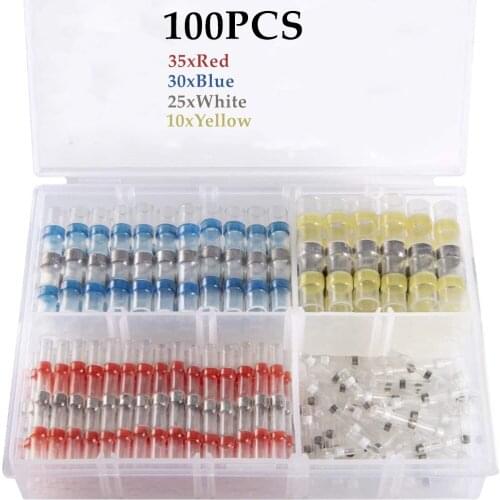 100PCs Boxed Waterproof Tin Solder Ring Tin Solder Ring Heat Shrinkable Combination Heat Shrinkable Intermediate Tube Terminal