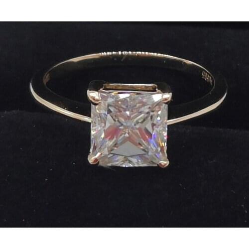 10K Au417 Rose Gold Women Wedding Party Engagement Ring 1 2 3 4 5 Carat Square Princess Moissanite Diamond Ring Trendy Classic