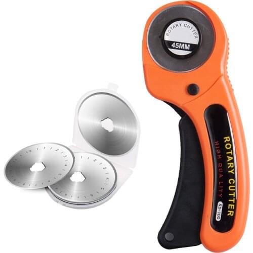 45mm Rotary Cutter knife Fabric safe lock button handle Stainless steel blades Circular Cutting tools for DIY Sewing and Leather