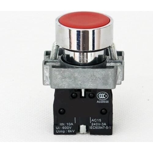 5Pcs 22mm Mounting Red Sign Flush Head Momentary Push Button Switch XB2-BA42 1NC 10A 400V