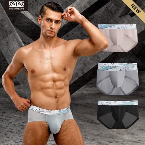 52025 Men Underwear Briefs 3-Pack Light Extra Thin Premium Nylon Seamless Comfortable Fashion Briefs Men Underwear Sexy Slips