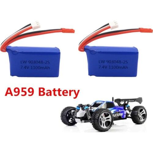 2pcs LiPo RC Drone Battery 7.4V 1100mah Battery For Wltoys A949 A959 A969 A979 K929 RC Helicopter Airplane Car Boat